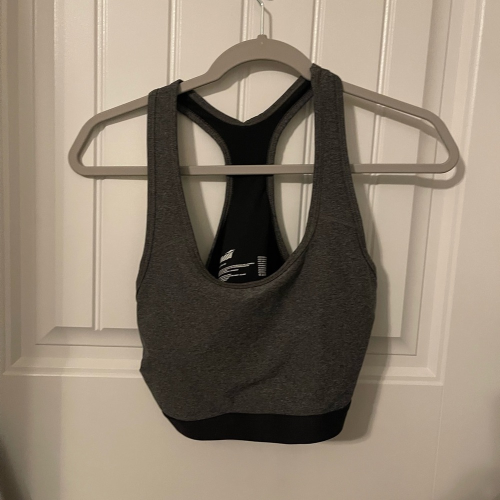 Avia Gray and Black Racerback Sports Bra